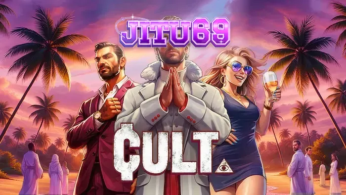 Tampilan visual slot Cult dengan simbol ritual dan atmosfer gelap