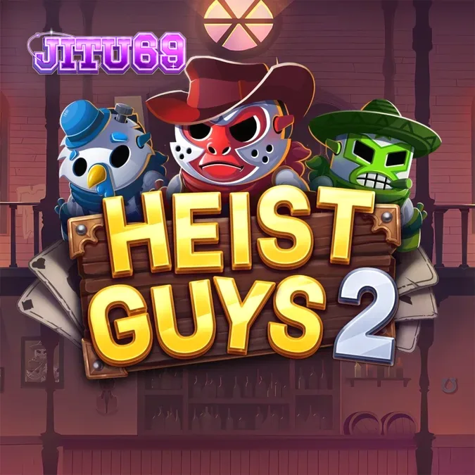 Tampilan visual slot Heist Guys 2 dengan tema perampokan yang dinamis